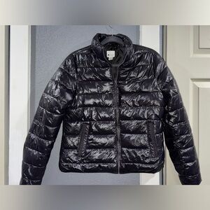 STYLUS Glossy Black Puffer Coat